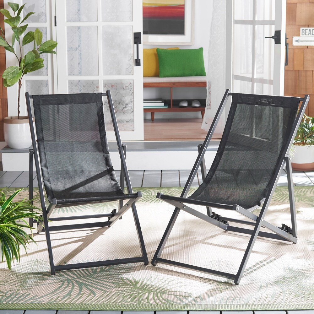 SAFAVIEH Outdoor Breslin Set Of 2 Sling Chairs   36\