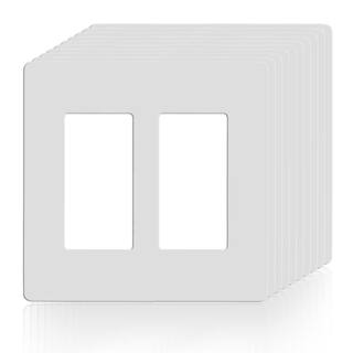 Faith 2-Gang Decorator Screwless Wall Plate GFCI OutletRocker Light Switch Cover Two Gang White (10-Pack) SWP2-WH-10