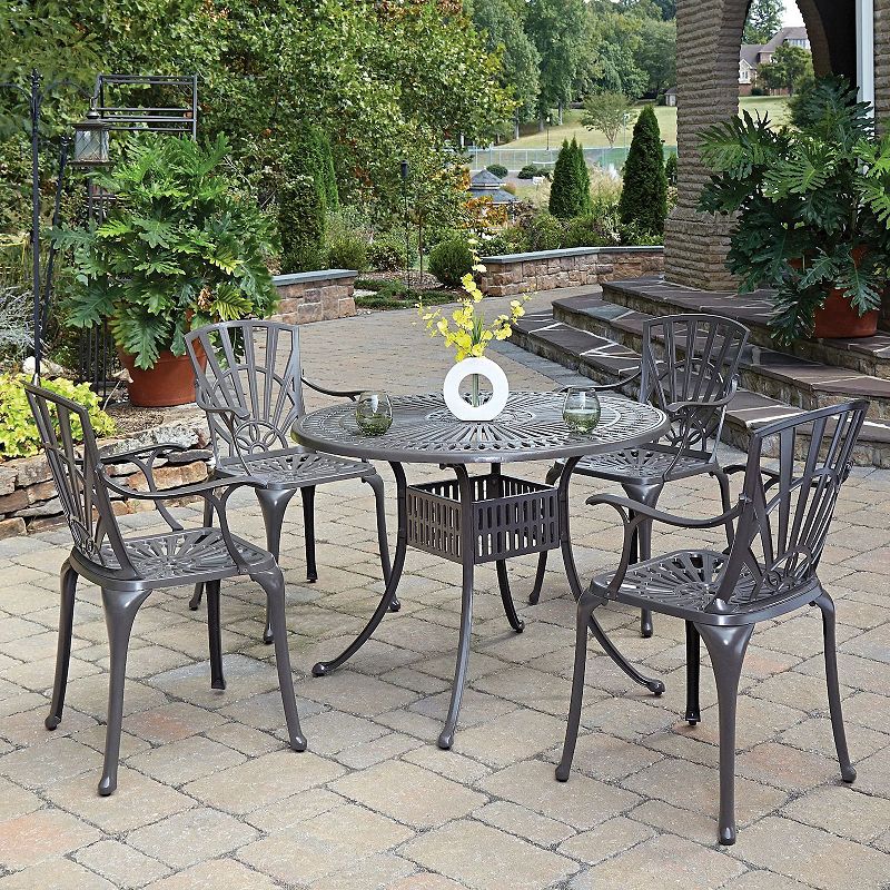 homestyles Patio Cast Aluminum Dining Table and Chair 5-piece Set