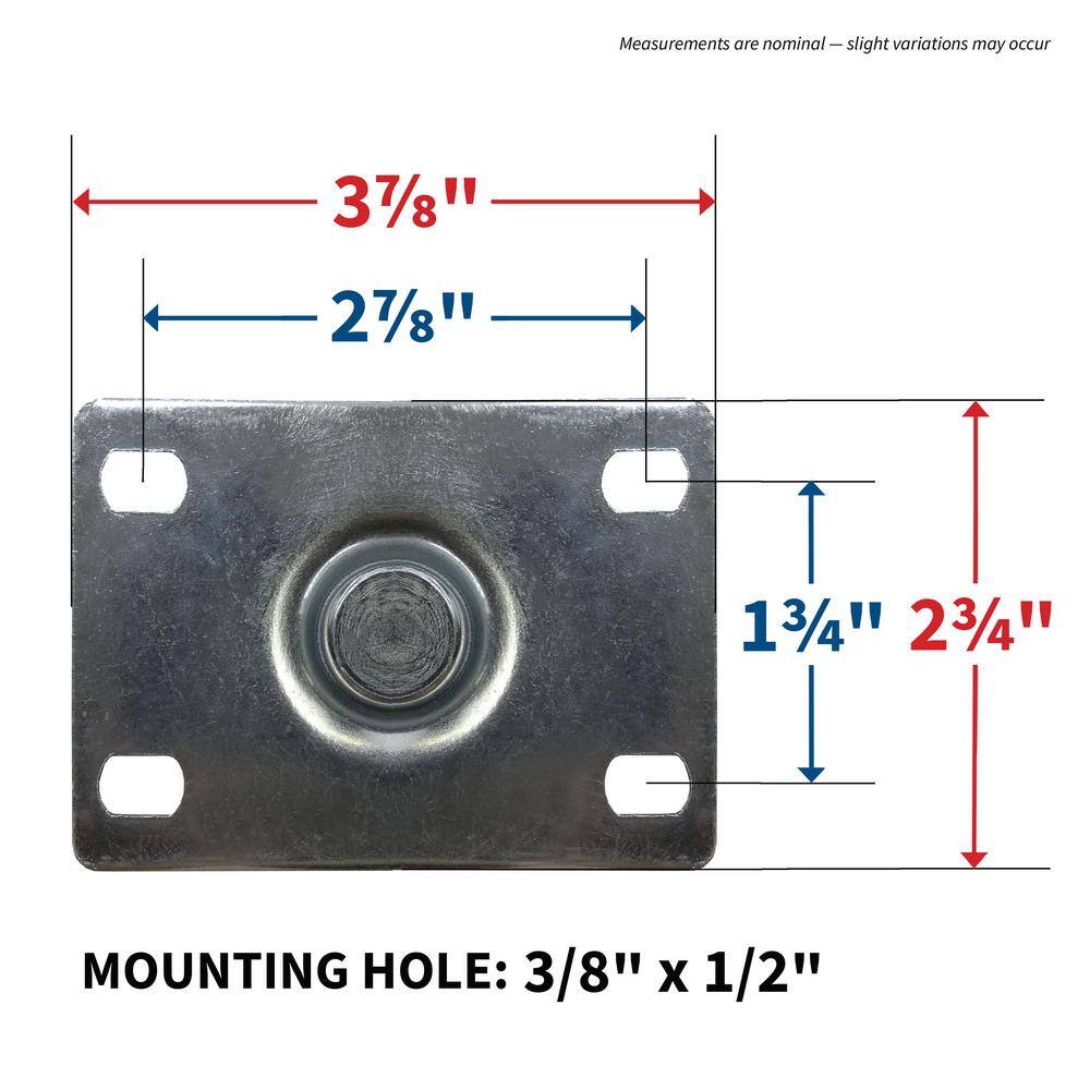 Everbilt 4 in. Gray Rubber Like TPR and Steel Swivel Plate Caster with 250 lb. Load Rating 4033445EB