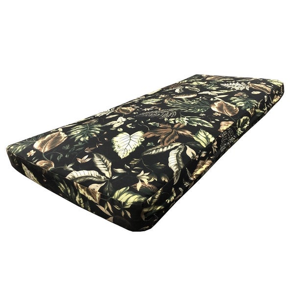 20 x 42 Outdoor Patio Loveseat Bench Cushion in Black Floral Leaves with Zipper