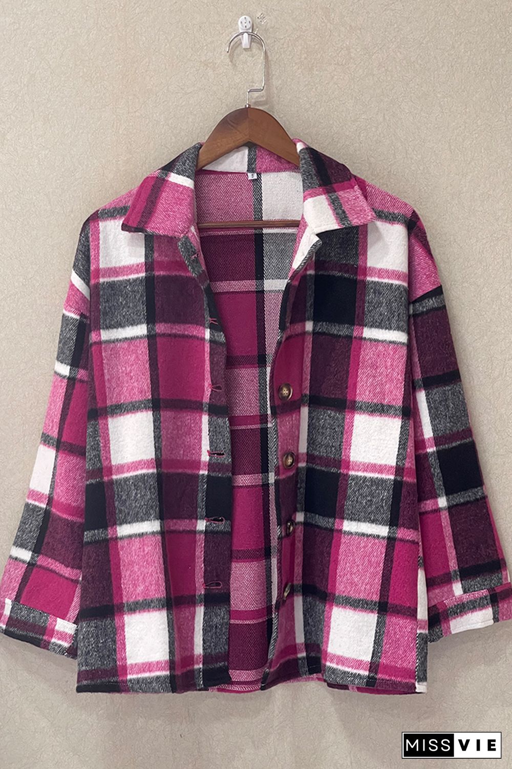 Plaid Shirts Long Sleeve Flannel Lapel Button Down Pocketed Shacket Jacket Coats