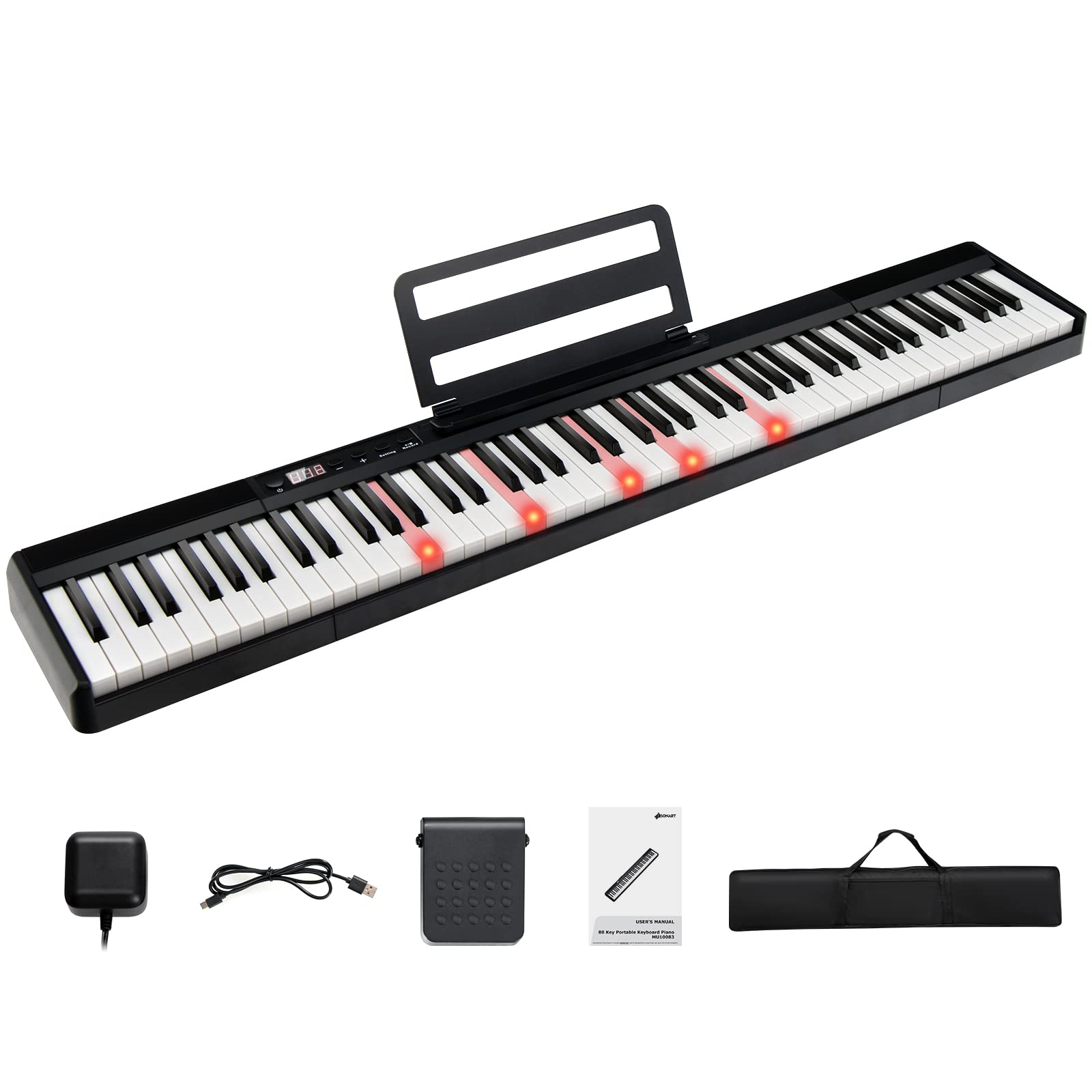 Costzon 88 Key Piano Keyboard, Full Size Semi-Weighted Keyboard, Portable Electric Piano