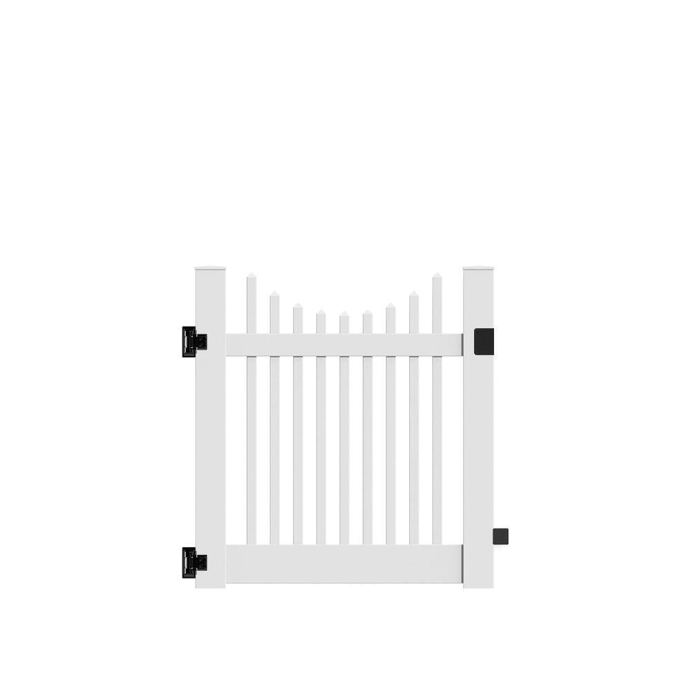 Barrette Outdoor Living Yukon Scallop 4 ft. W x 4 ft. H White Vinyl Un-Assembled Fence Gate 73014749