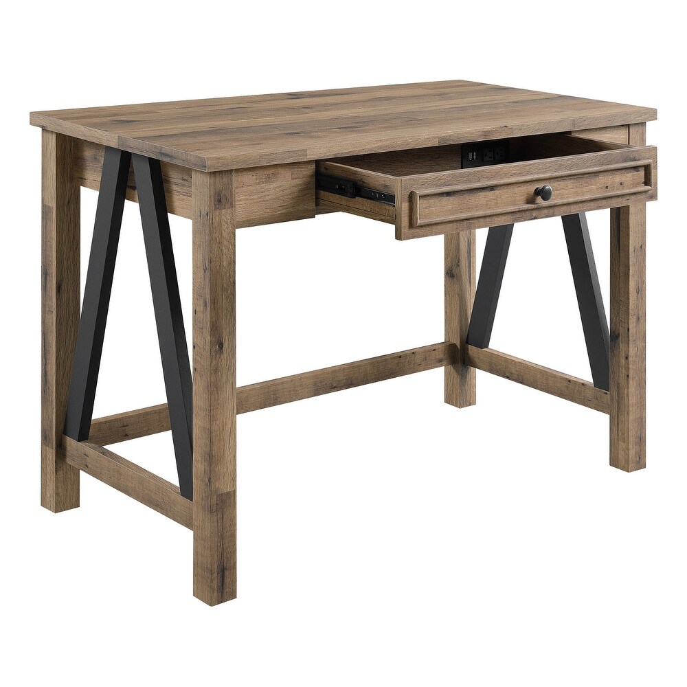 Quinton Writing Desk with Drawer in Salvage Oak