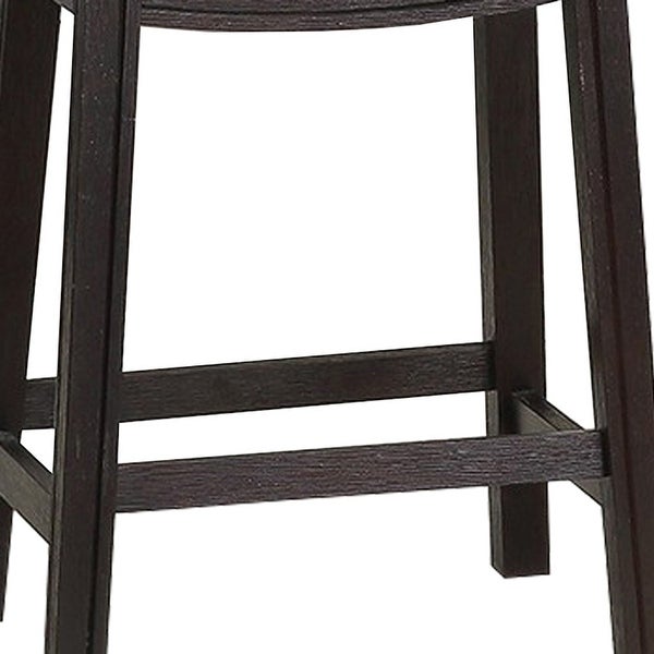 Curved Leatherette Counter Stool with Nailhead Trim， Set of 2， Black