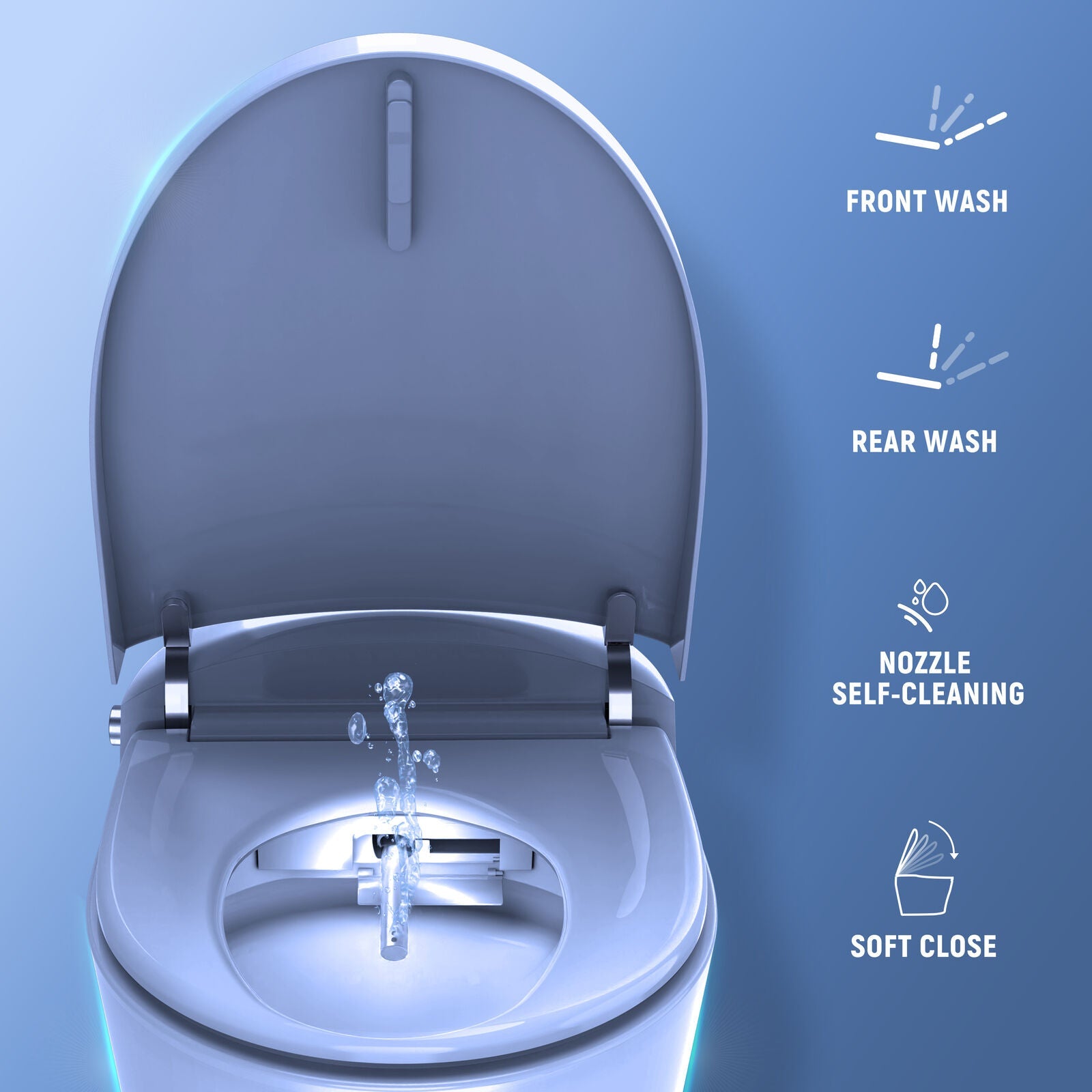 HOROW Tankless Toilet Bidet Combo with Self-Cleaning Nozzle, Compact Dual Flush Toilet 1/1.27 GPF, Modern One-Piece Toilet Elongated Soft Close Seat, HR-T15