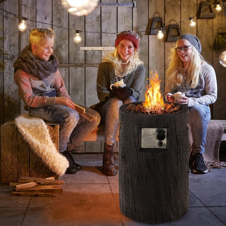 16 Inch Auto Ignition Patio Gas Fire Pit with Waterproof Protective Cover   16\