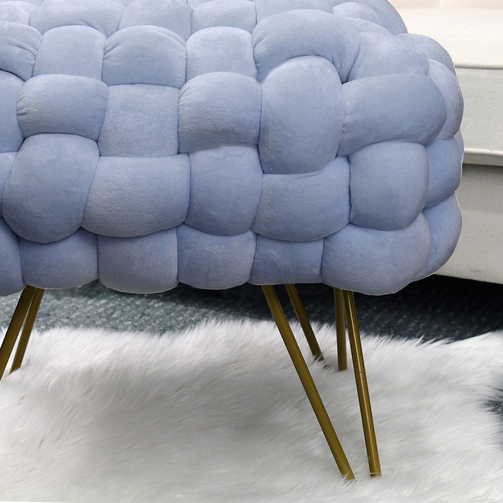 Velvet Pouf Stool Ottoman   Midcentury   Footstools And Ottomans   by BNF Home  Houzz