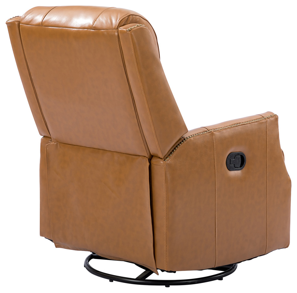 Genuine Leather Manual Swivel Recliner  Set of 2   Transitional   Recliner Chairs   by Karat Home  Houzz