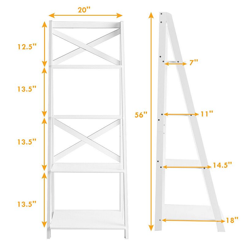 2 Pieces 4-Tier Wood Display Storage Bookshelf Set