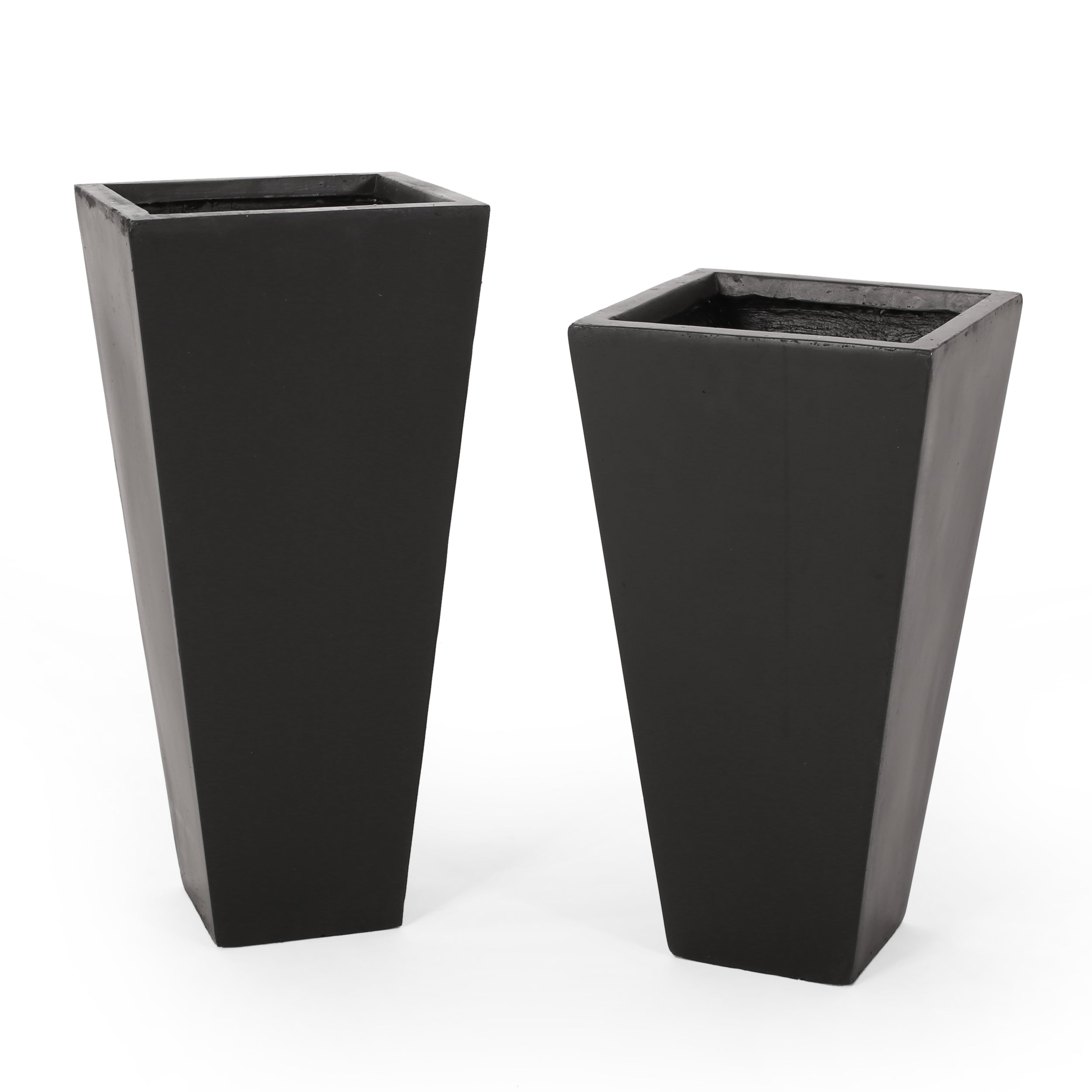 Fardeen Outdoor Modern Medium and Small Cast Stone Planter Set