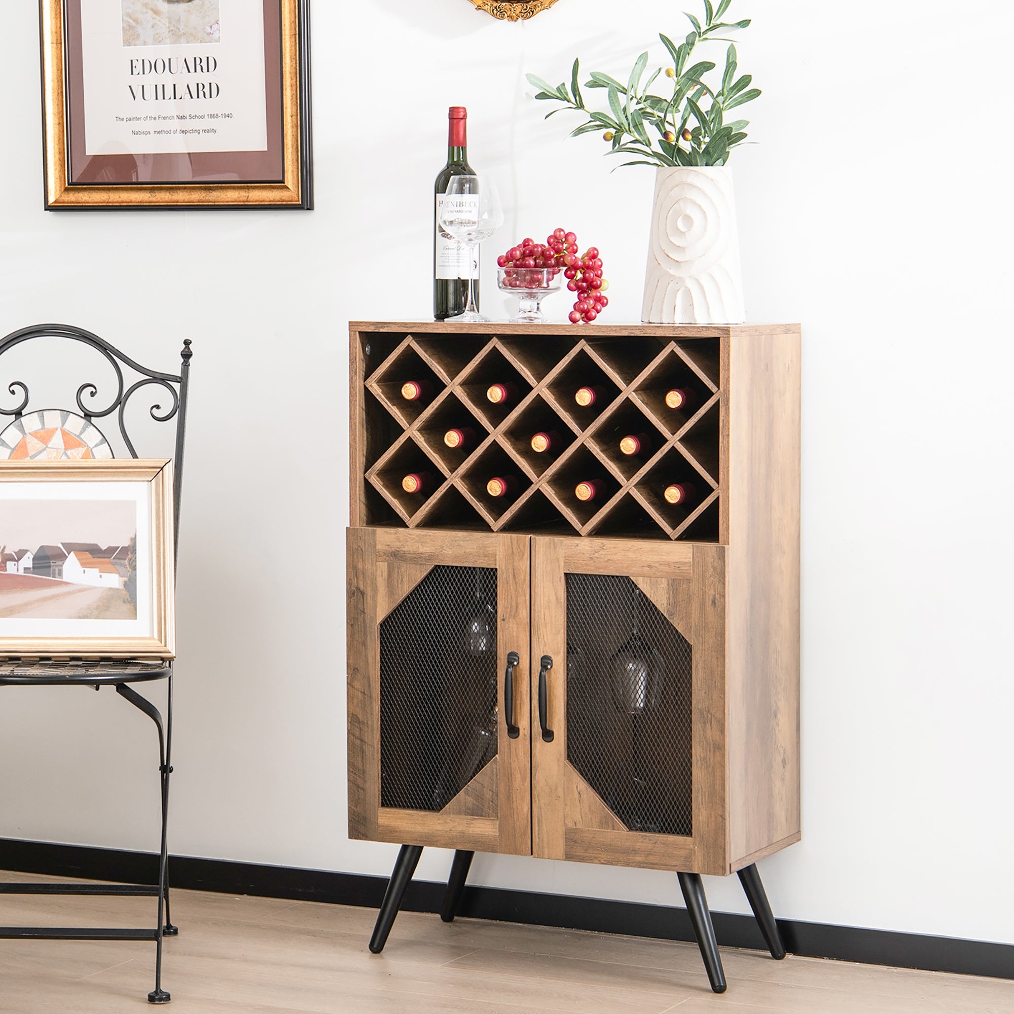 2-Door Kitchen Storage Bar Cabinet Buffet Sideboard w/ Wine Rack