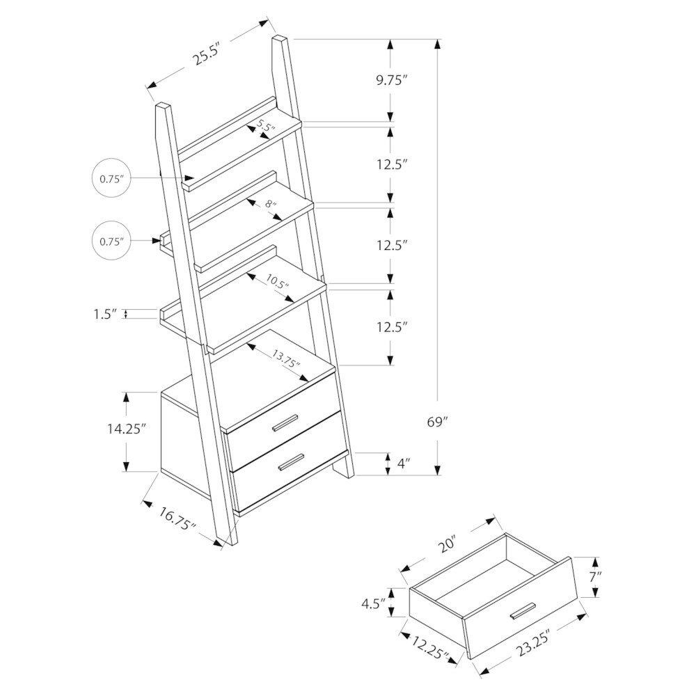 Bookshelf  Bookcase  Etagere  Ladder  4 Tier  69\