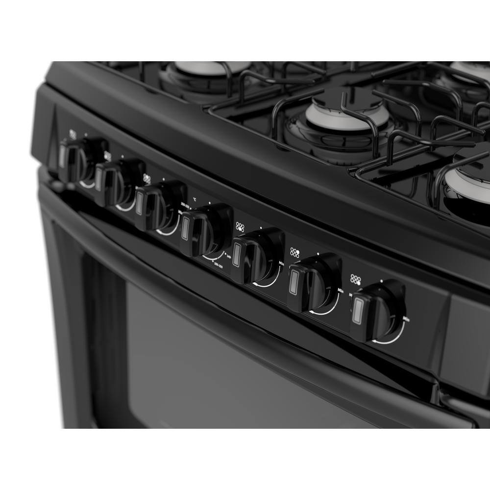 Amana 30 in. 5.1 cu. ft. 6 Burner Freestanding Gas Range in Black LAGR5431B