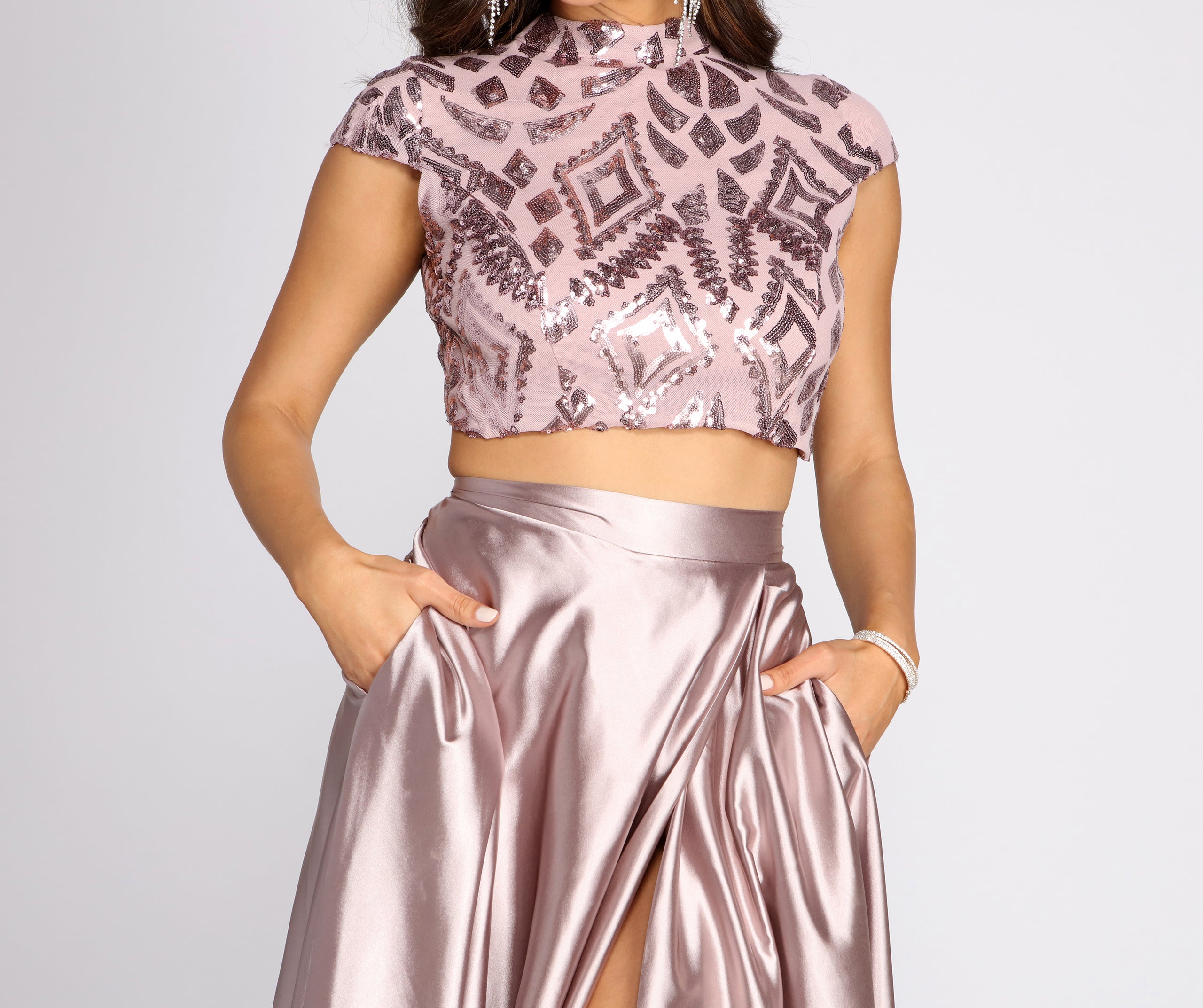 Persephone Formal Satin And Sequin Two-Piece Dress