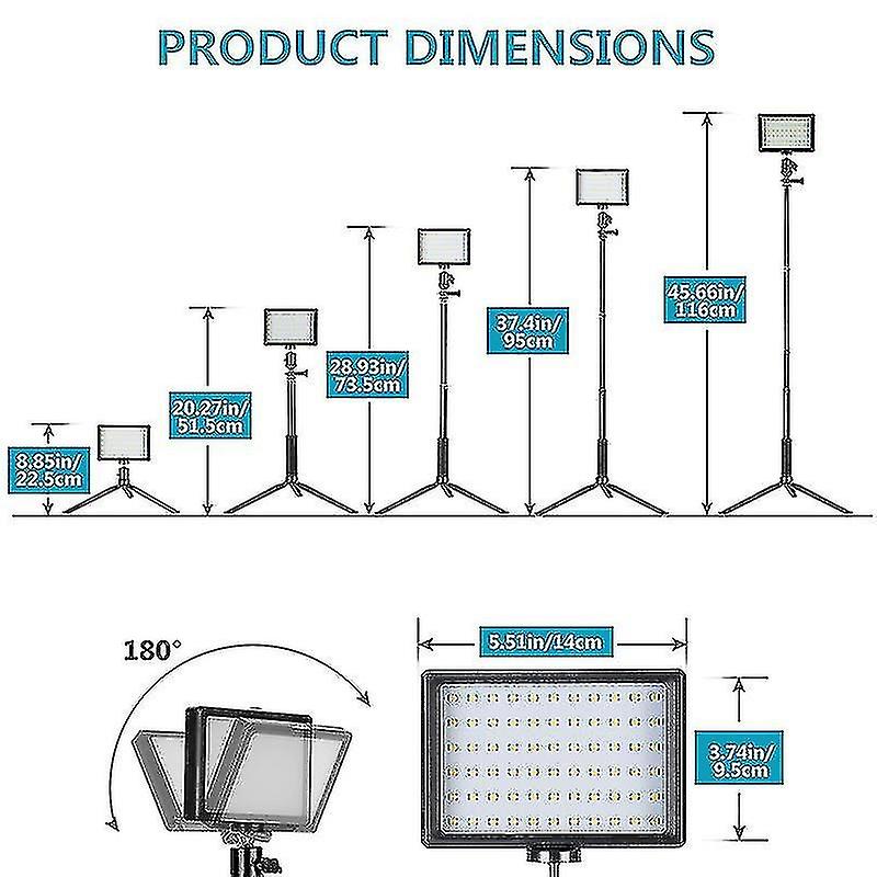 Led Panel Adjustable 5600k Usb Video Light - 2 Led With Tripod And Color Filter Per Group For Low An