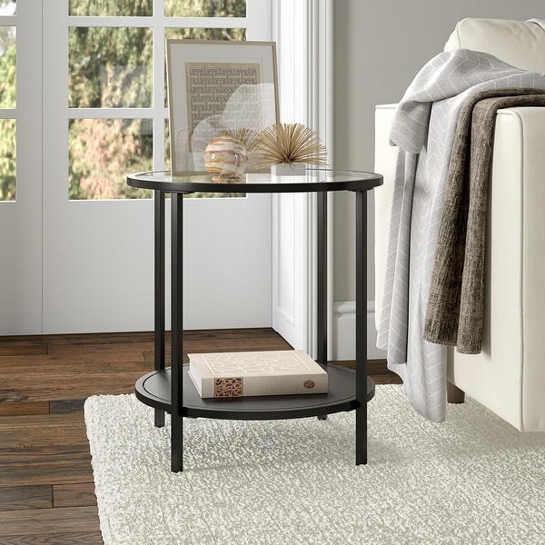 Sivil 20'' Wide Round Side Table with Metal Shelf