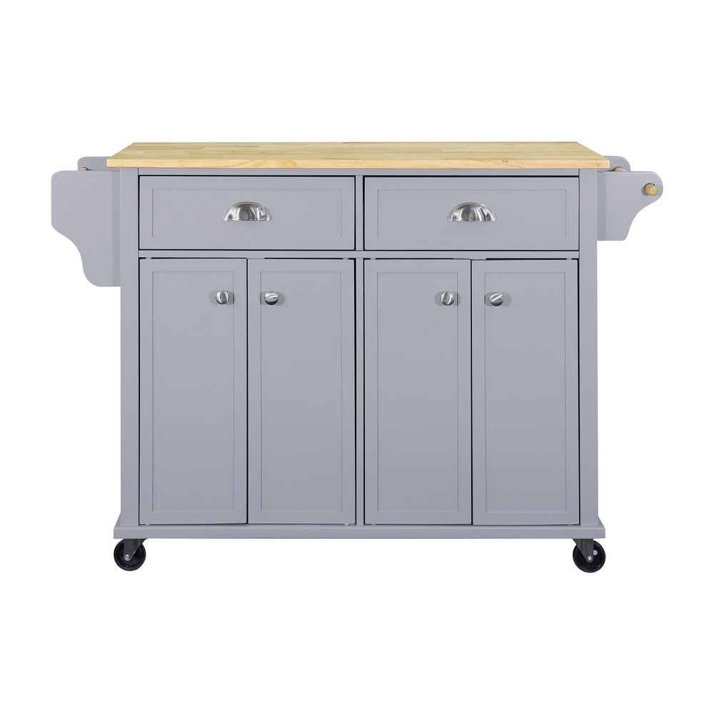 Rolling Kitchen Island Cart on Wheels w/ Drawers  Drop Leaf Breakfast Bar