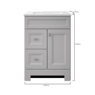 Home Decorators Collection Sedgewood 24.5 in. W x 18.8 in. D x 34.4 in. H Freestanding Bath Vanity in Dove Gray with Arctic Solid Surface Top PPLNKDVR24D