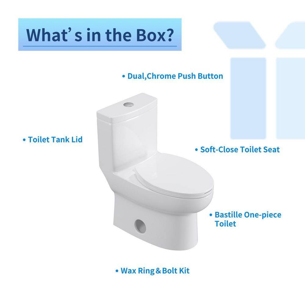 UPIKER Modern 12 in. Rough-In 1-piece 1.27 GPF Dual Flush Elongated Toilet in White Seat Included UP2210TOW12A003