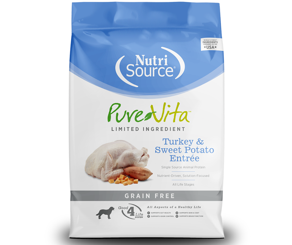 NutriSource Pure Vita -All Breeds， Adult Dog Turkey and Sweet Potato Ent