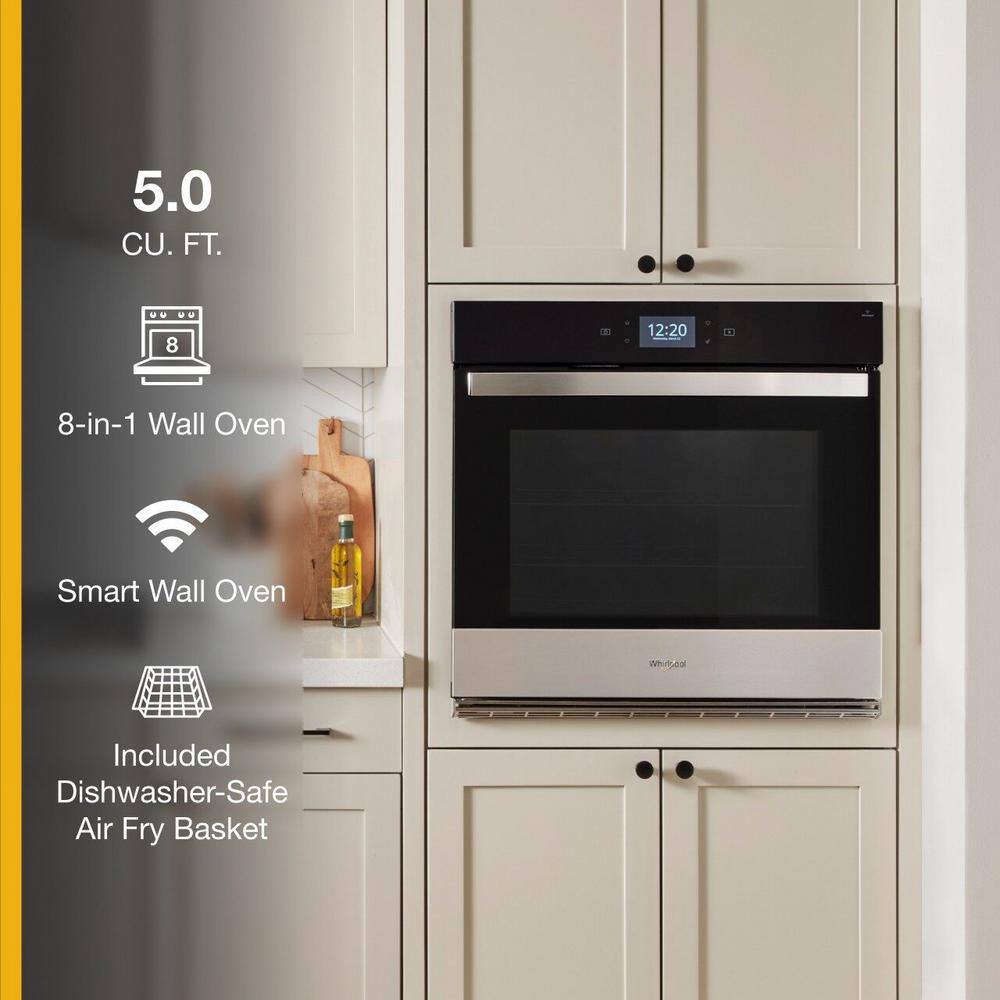 Whirlpool 30 in. Single Electric Wall Oven with True Convection Self-Cleaning in Fingerprint Resistant Stainless Steel WOES7030PZ