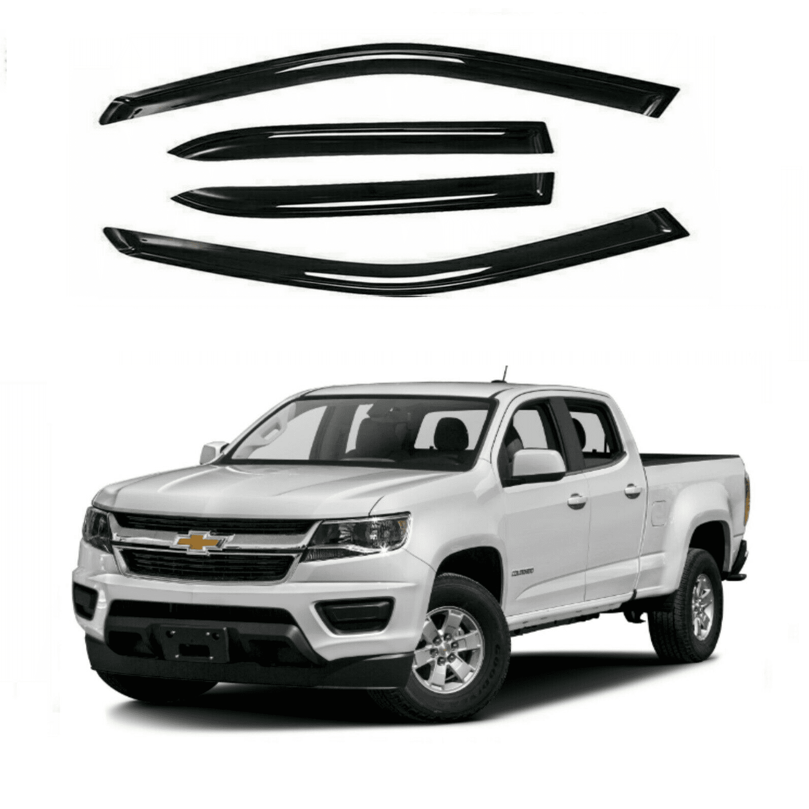 Window Visors Sun Rain Guards for 2015 - 2021 Chevy Colorado GMC Canyon Crew Cab