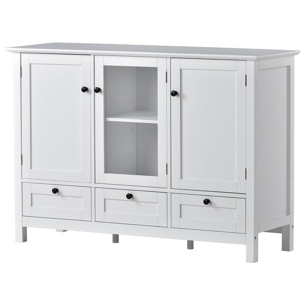 Wood Sideboard Accent Cabinet w/3 Drawers and Shelves