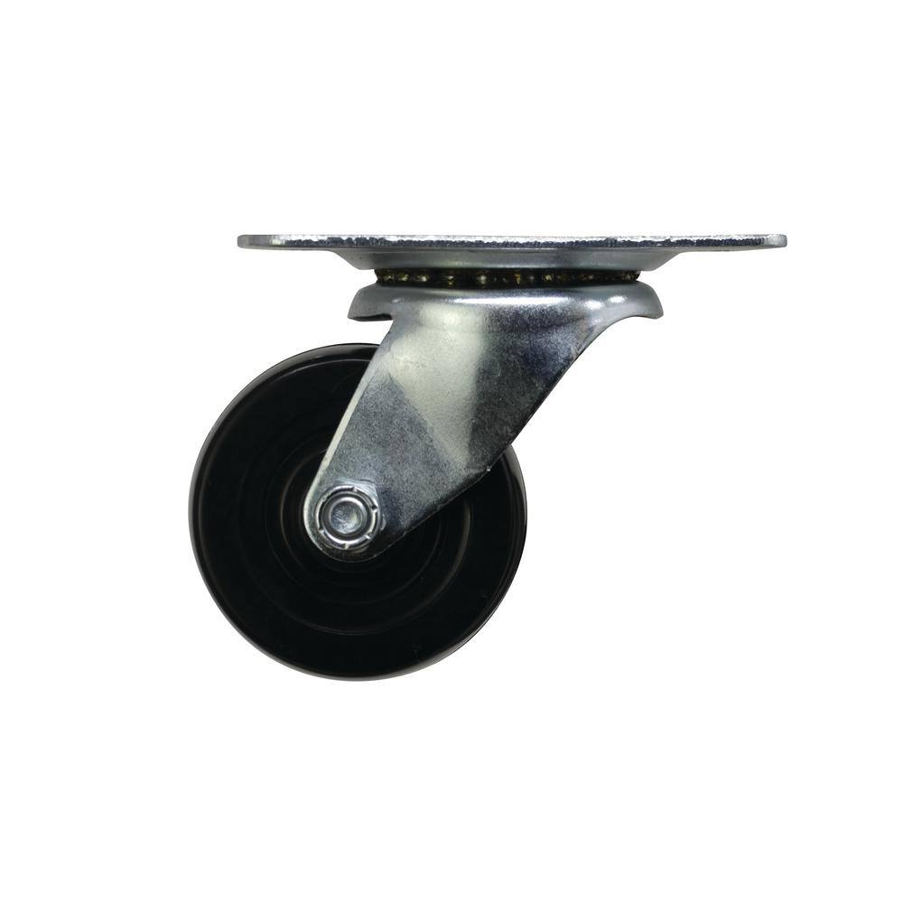 Everbilt 2 in. Black Soft Rubber and Steel Swivel Plate Caster with 90 lb. Load Rating 49477