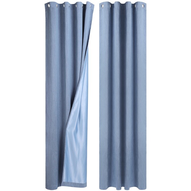 Piccocasa Linen Textured Look Grommet Top Blackout Bedroom Curtains 2 Pcs