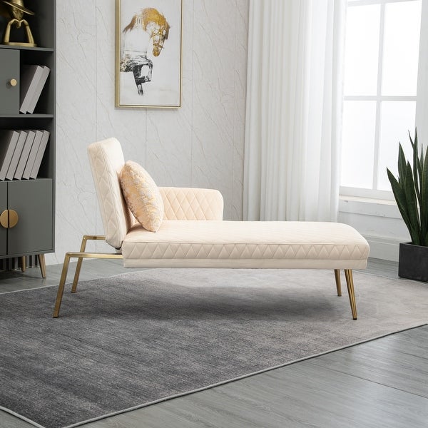 Modern Lounge Chaise Leisure Sofa Accent Chair Upholstered Couch Loveseat Sofa， Tufted Seat with Accent Pillow and Metal Legs