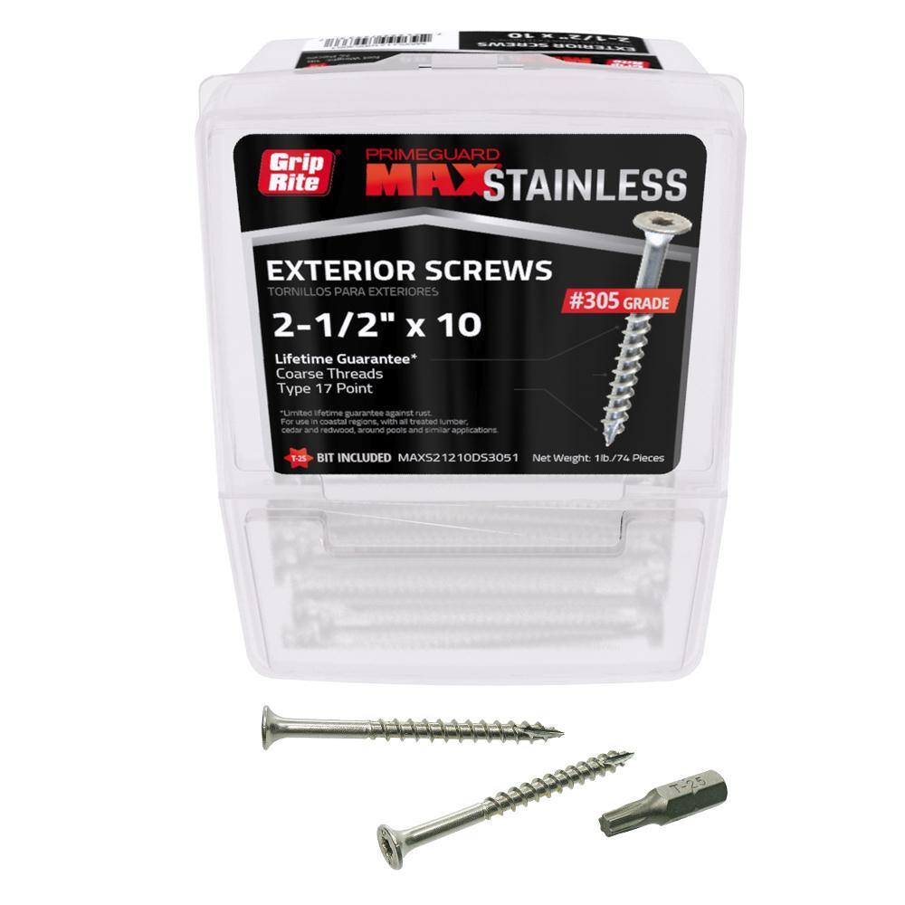 #10 x 2-12 in. 305 Stainless Steel Star Drive Deck Screw (1 lbPack) MAXS21210DS3051