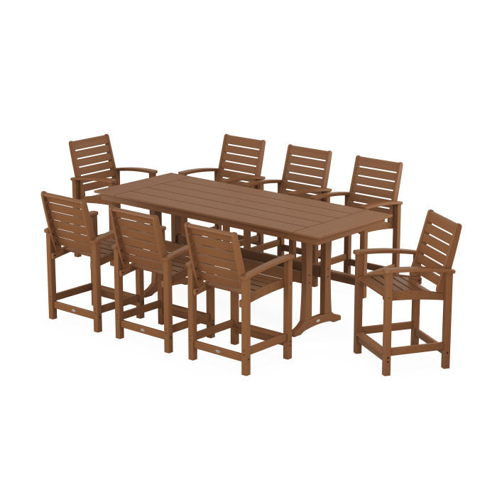 Polywood Signature 9-Piece Farmhouse Counter Set with Trestle Legs PWS1897-1