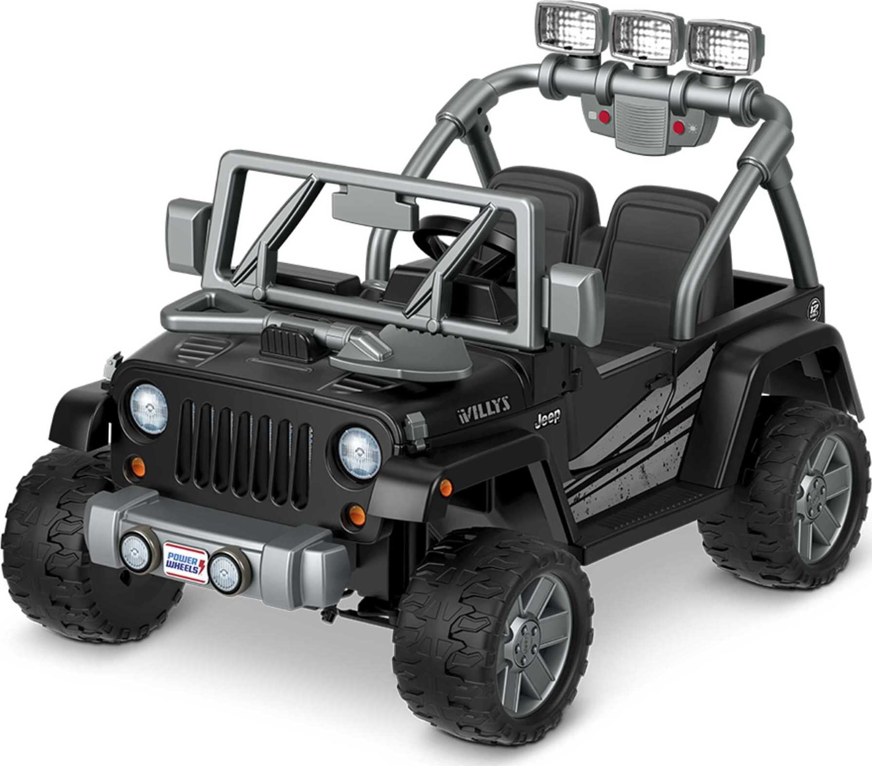 Power Wheels Jeep Wrangler Willys Battery-Powered Ride-On Vehicle with Lights & Sounds, Black