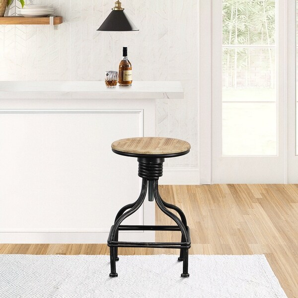 Vintage Metal Frame Swivel Counter Bar Stool with Round Seat