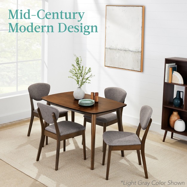 Best Choice Products 5 piece Compact Wooden Mid century Modern Dining Set W 4 Chairs Padded Seat amp Back Cream walnut