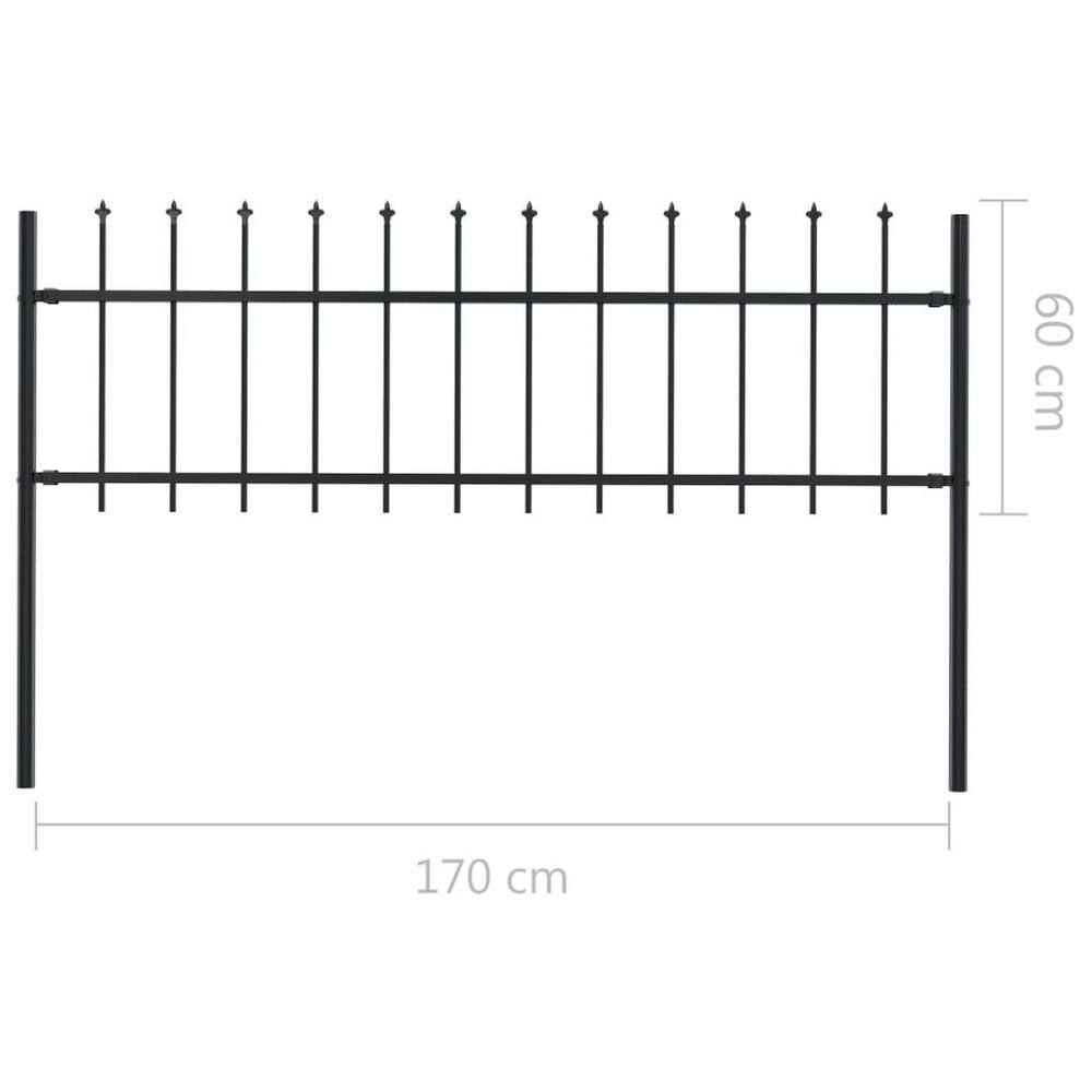 Afoxsos 66.9 in. L x 43.3 in. H Black Steel Garden Fence Decorative Fence with Spear Top HDDB1996