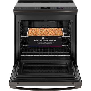 GE Profile 30 in. 5.3 cu. ft. Slide-In Electric Range in Black Stainless with True Convection Air Fry Cooking PSS93BPTS