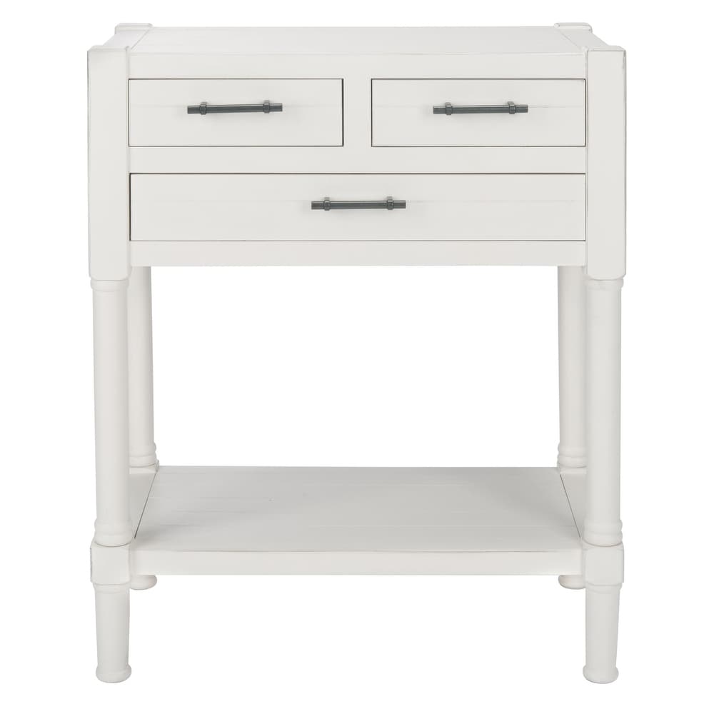 SAFAVIEH Filbert Distressed White 3 Drawer Console Table   23.5\