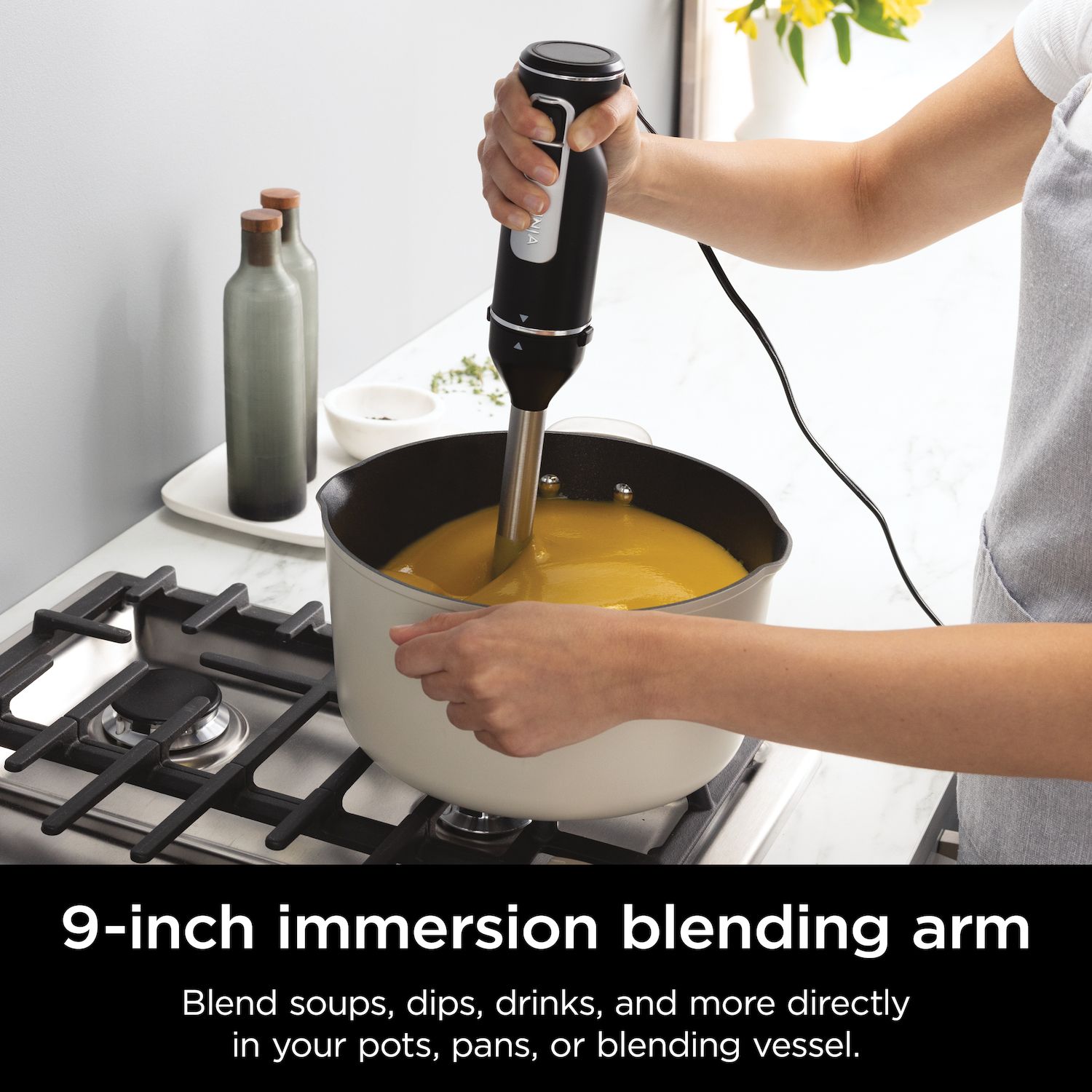 Ninja Foodi Power Mixer System Immersion Blender Hand Mixer Combo with Whisk and Beaters