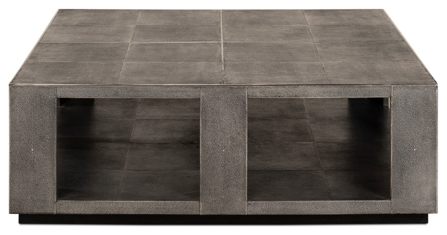 Partners Shagreen Leather Square Coffee Table   Contemporary   Coffee Tables   by Sideboards and Things  Houzz