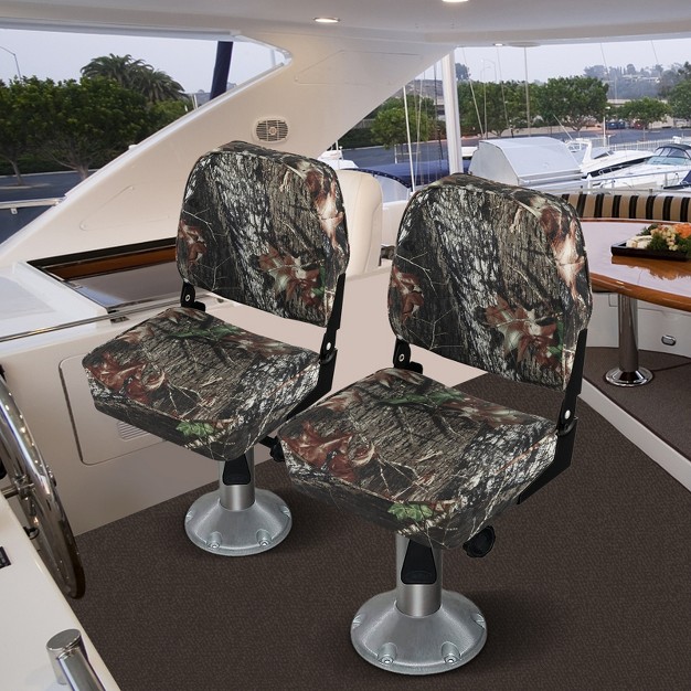 Costway 2 piece Folding Boat Seat Set With Sponge Padding amp Aluminum Hinges Low Back Black