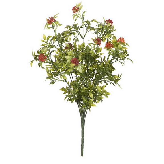 Vickerman 17 Grn Pea Leaf Orange Berry Spray 2/Pk