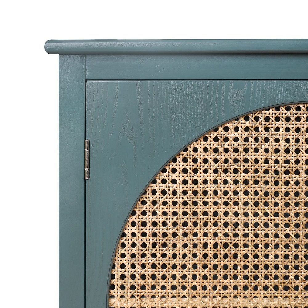 Woven Rattan Wicker Doors Accent Cabinet Sideboard