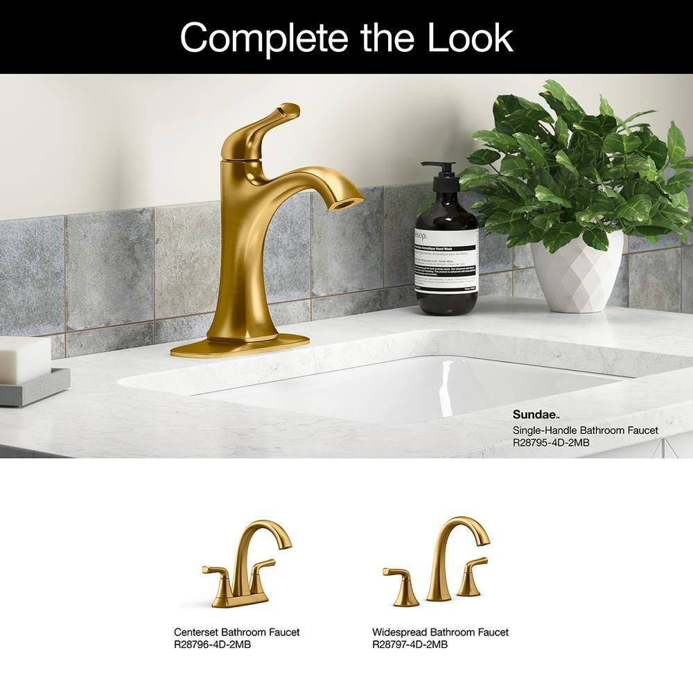 KOHLER Sundae Single Handle Single Hole Bathroom Faucet in Vibrant Brushed Moderne Brass K-R28795-4D-2MB