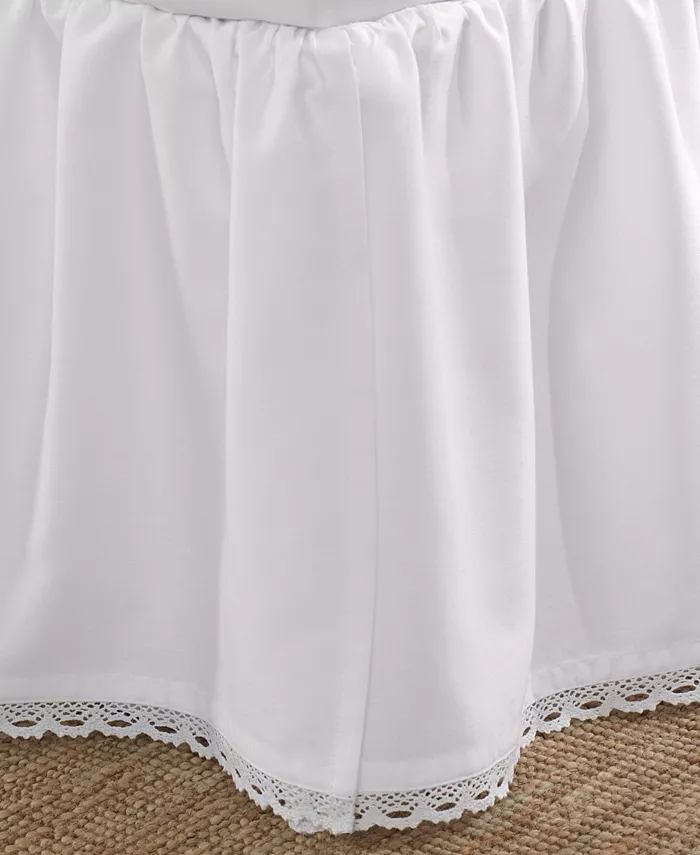 Laura Ashley Solid Crochet Ruffled Cotton Bedskirt， Twin