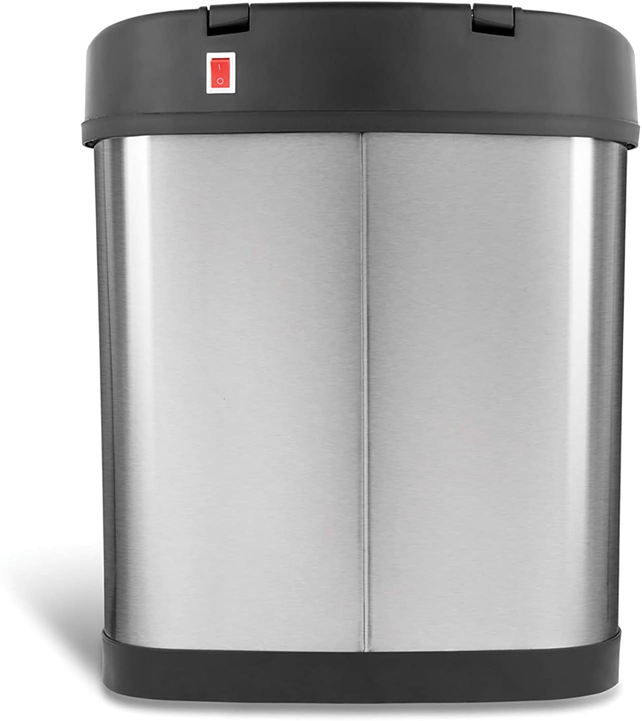 Ninestars DZT-12-13 3.2 gal Touchless Motion Sensor Oval Trash Canandamp; Silver andamp; Black