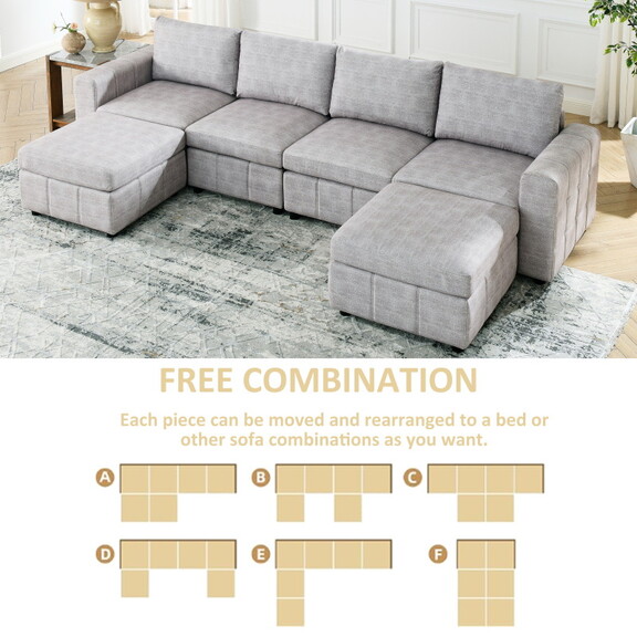 Upholstered Modular Sofa  L Shaped Sectional Sofa ...