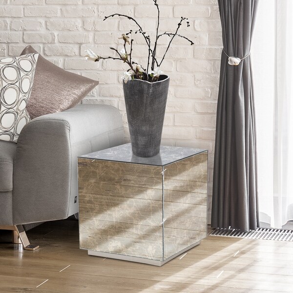 Paxton Mirrored Side Table - 16 x 16 x 17